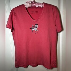 Life Is Good V Neck Graphic Tee